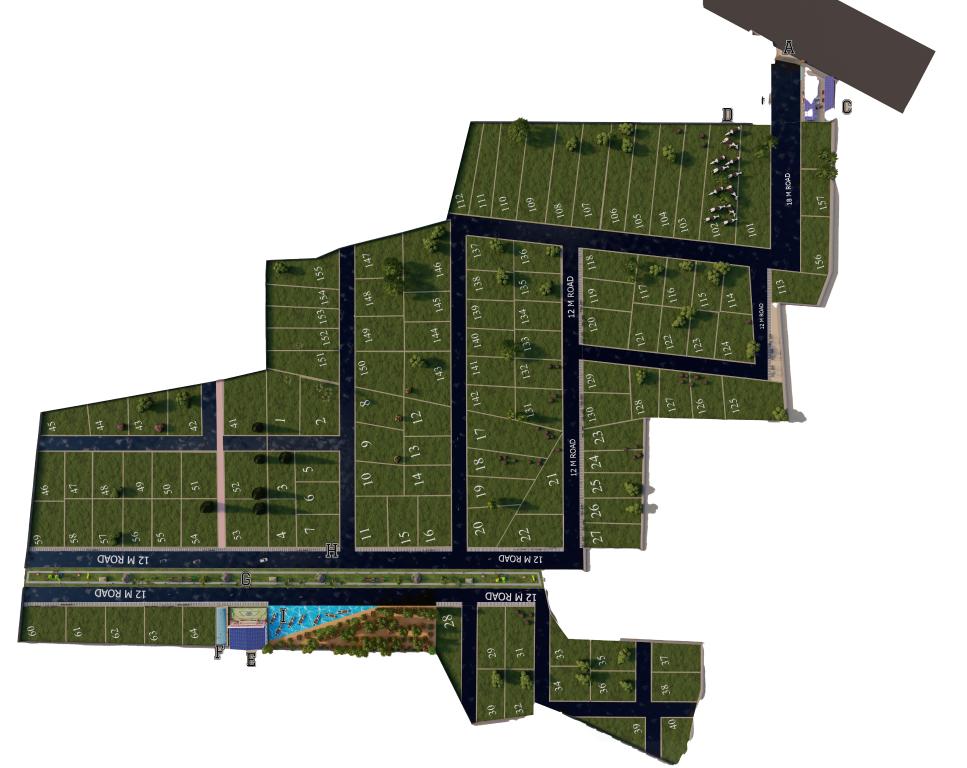 Illustrated master plan of the Ozone Farm plotted layout